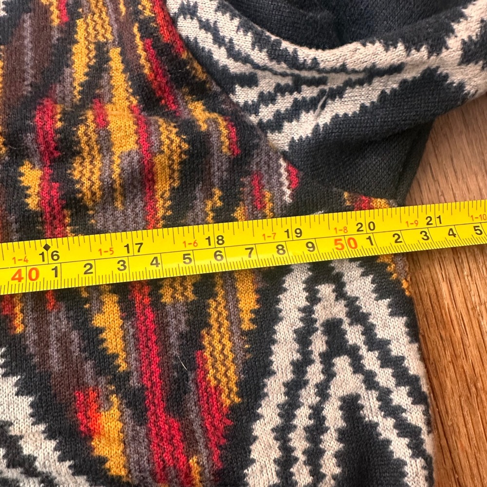 Yak & Yeti Cardigan Boho Aztec Sweater Womens L/XL Longline Diamond Knit‎ Black - Picture 5 of 8